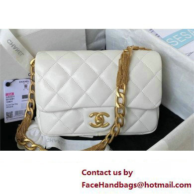 Chanel Lambskin & Gold-Tone Metal small flap bag white AS4231 2023 - Click Image to Close